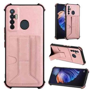 Dream Card Holder Leather Phone Case For Tecno Camon 17(Rose Gold)