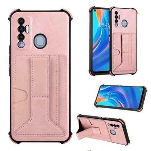 Dream Card Holder Leather Phone Case For Tecno Spark 7P(Rose Gold)