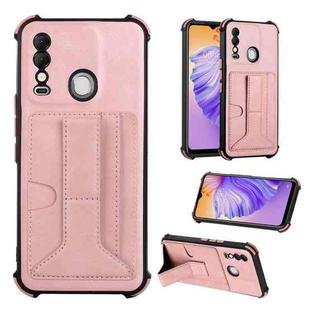 Dream Card Holder Leather Phone Case For Tecno Spark 8(Rose Gold)