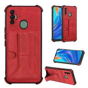 Dream Card Holder Leather Phone Case For Tecno Spark 7 / 7T(Red)