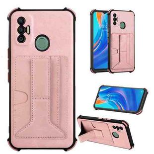Dream Card Holder Leather Phone Case For Tecno Spark 7 / 7T(Rose Gold)