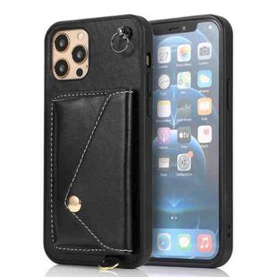 For iPhone 12 / 12 Pro Crossbody Wallet Card Bag Phone Case(Black)