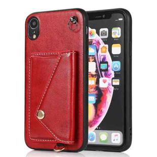 For iPhone XR Crossbody Wallet Card Bag Phone Case(Red)