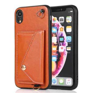 For iPhone XR Crossbody Wallet Card Bag Phone Case(Orange)