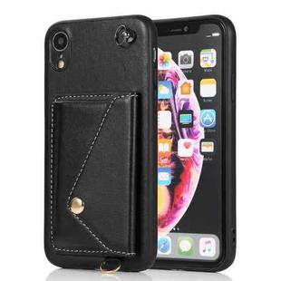 For iPhone XR Crossbody Wallet Card Bag Phone Case(Black)
