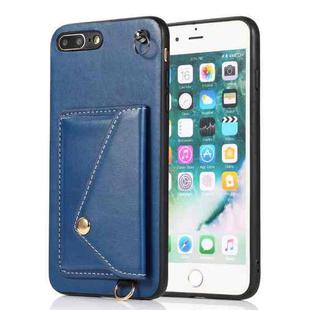 Crossbody Wallet Card Bag Phone Case For iPhone SE 2022 / SE 2020 / 8 / 7(Blue)