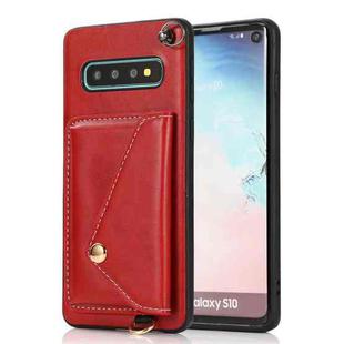 For Samsung Galaxy S10 Crossbody Wallet Card Bag Phone Case(Red)