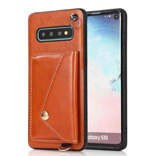 For Samsung Galaxy S10e Crossbody Wallet Card Bag Phone Case(Orange)