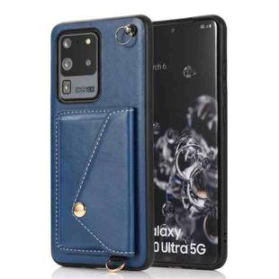For Samsung Galaxy S20 Crossbody Wallet Card Bag Phone Case(Blue)