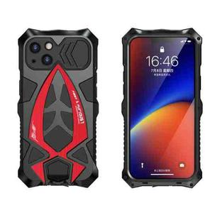 Sports Car Metal + Silicone Anti-fall Shockproof Anti-scratch Phone Case For iPhone 13(Black Red)