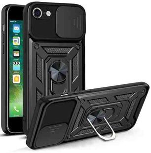 For iPhone SE 2022 / SE 2020 / 8 / 7 Sliding Camera Cover Design TPU+PC Phone Protective Case(Black)