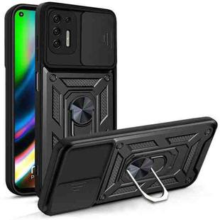 For Motorola Moto G9 Plus Sliding Camera Cover Design TPU+PC Phone Protective Case(Black)