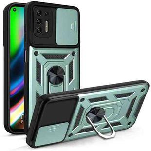 For Motorola Moto G9 Plus Sliding Camera Cover Design TPU+PC Phone Protective Case(Dark Green)