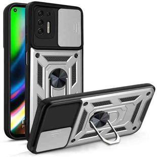 For Motorola Moto G9 Plus Sliding Camera Cover Design TPU+PC Phone Protective Case(Silver)