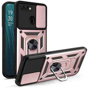 For OPPO A5s/A7 2018/A12 Sliding Camera Cover Design TPU+PC Phone Protective Case(Rose Gold)