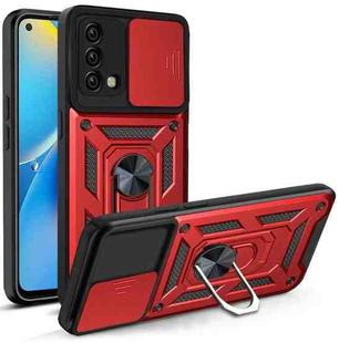 For OPPO A74 4G Sliding Camera Cover Design TPU+PC Phone Protective Case(Red)