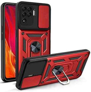 For OPPO A94/Reno5/F19 Pro/Reno5 Lite Sliding Camera Cover Design TPU+PC Phone Protective Case(Red)