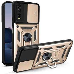 For vivo Y20/Y20i/Y20s/Y30 Sliding Camera Cover Design TPU+PC Phone Protective Case(Gold)