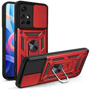 For Xiaomi Redmi Note 11 6.5 inch Sliding Camera Cover Design TPU+PC Phone Protective Case(Red)