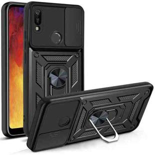 For Huawei Y6 2019 Sliding Camera Cover Design TPU+PC Phone Protective Case(Black)