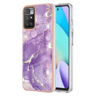 For Xiaomi Redmi 10 Electroplating Marble IMD TPU Phone Case(Purple 002)