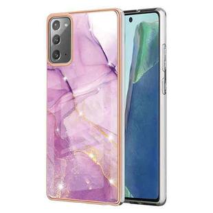 For Samsung Galaxy Note20 Electroplating Marble IMD TPU Phone Case(Purple 001)