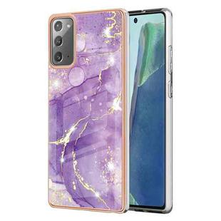 For Samsung Galaxy Note20 Electroplating Marble IMD TPU Phone Case(Purple 002)