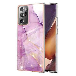 For Samsung Galaxy Note20 Ultra Electroplating Marble IMD TPU Phone Case(Purple 001)