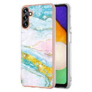 For Samsung Galaxy A13 5G Electroplating Marble IMD TPU Phone Case(Green 004)