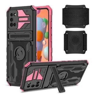 For Samsung Galaxy A02s Kickstand Detachable Armband Phone Case(Pink)