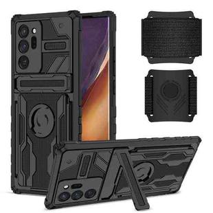 For Samsung Galaxy Note20 Ultra Kickstand Detachable Armband Phone Case(Black)