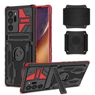 For Samsung Galaxy Note20 Ultra Kickstand Detachable Armband Phone Case(Red)