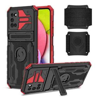 For Samsung Galaxy A03s 166mm Kickstand Detachable Armband Phone Case(Red)
