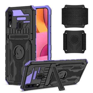 For Samsung Galaxy A20s Kickstand Detachable Armband Phone Case(Purple)