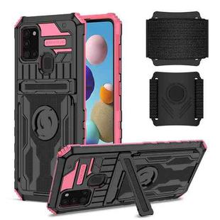 For Samsung Galaxy A21s Kickstand Detachable Armband Phone Case(Pink)