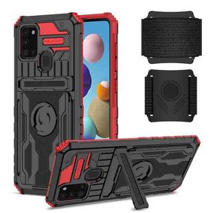 For Samsung Galaxy A21s Kickstand Detachable Armband Phone Case(Red)