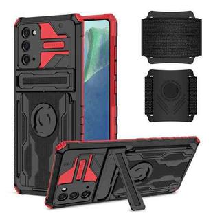 For Samsung Galaxy Note20 Kickstand Detachable Armband Phone Case(Red)