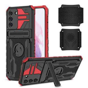 For Samsung Galaxy S21+ 5G Kickstand Detachable Armband Phone Case(Red)