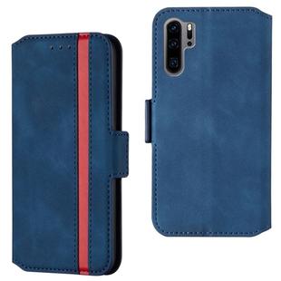 For Huawei P30 Pro Retro Frosted Oil Side Horizontal Flip Case with Holder & Card Slots(Blue)