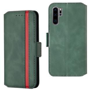 For Huawei P30 Pro Retro Frosted Oil Side Horizontal Flip Case with Holder & Card Slots(Green)