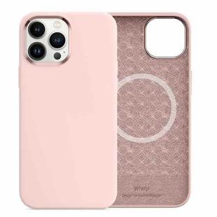 For iPhone 13 Pro WiWU Magsafe Magnetic Silicone Phone Case (Chalk Pink)