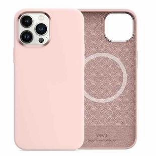 For iPhone 13 Pro Max WiWU Magsafe Magnetic Silicone Phone Case (Chalk Pink)