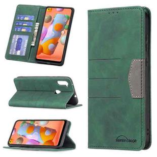 For Samsung Galaxy A11 Magnetic Splicing Leather Phone Case(Green)