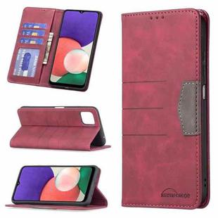 For Samsung Galaxy A22 5G Magnetic Splicing Leather Phone Case(Red)