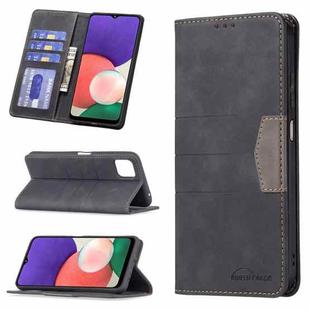 For Samsung Galaxy A22 5G Magnetic Splicing Leather Phone Case(Black)