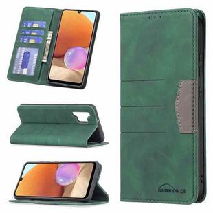 For Samsung Galaxy A32 4G Magnetic Splicing Leather Phone Case(Green)