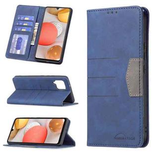 For Samsung Galaxy A42 5G Magnetic Splicing Leather Phone Case(Blue)