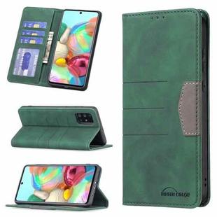 For Samsung Galaxy A71 Magnetic Splicing Leather Phone Case(Green)