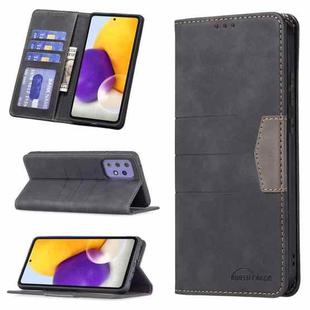 For Samsung Galaxy A72 Magnetic Splicing Leather Phone Case(Black)