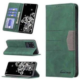 For Samsung Galaxy S20 Ultra Magnetic Splicing Leather Phone Case(Green)